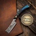 Scrimshaw Damascus Straight Razor with Bone Handle – Handcrafted Cut-Throat Razor with Nautical Art