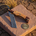 Olive & Tali Wood Damascus Straight Razor – Handcrafted Cut-Throat Razor with Brass Pins
