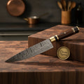Two-Tone Wood Chef Knife with Brass Ring Accents for Everyday Kitchen Prep