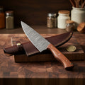 Rosewood Handle Chef Knife with Leather Sheath for Home Chefs