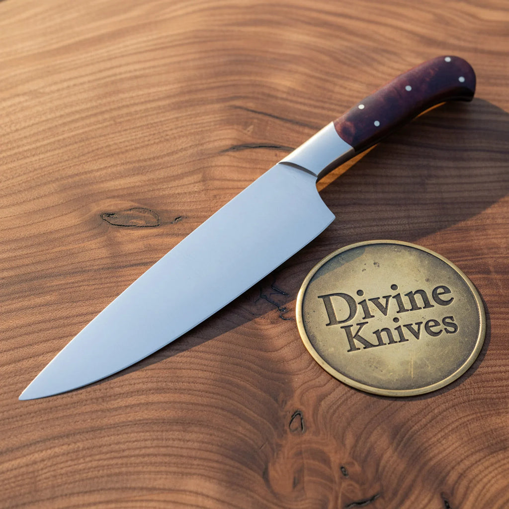 Polished Chef Knife with Rosewood Handle for Daily Kitchen Prep