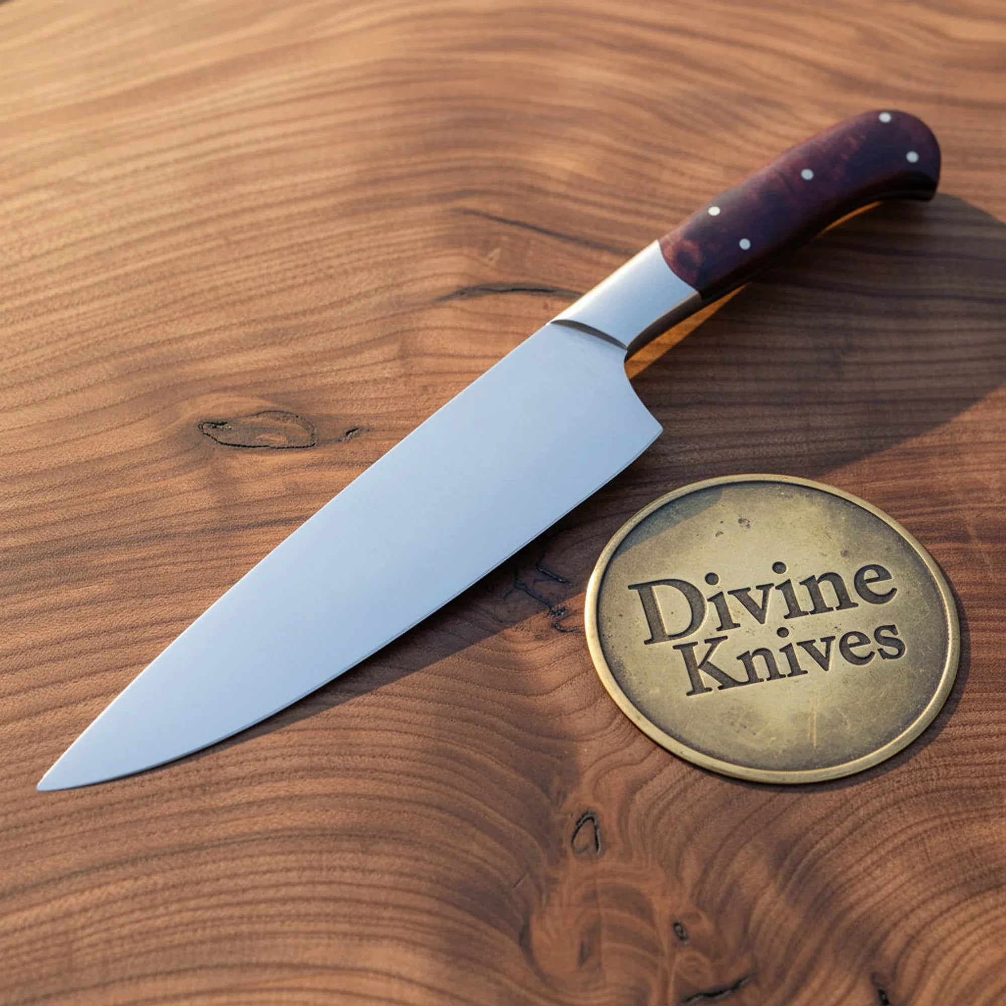 Polished Chef Knife with Rosewood Handle for Daily Kitchen Prep