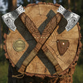 Wolf Head Viking Throwing Axe Pair with Rune Carved Handles