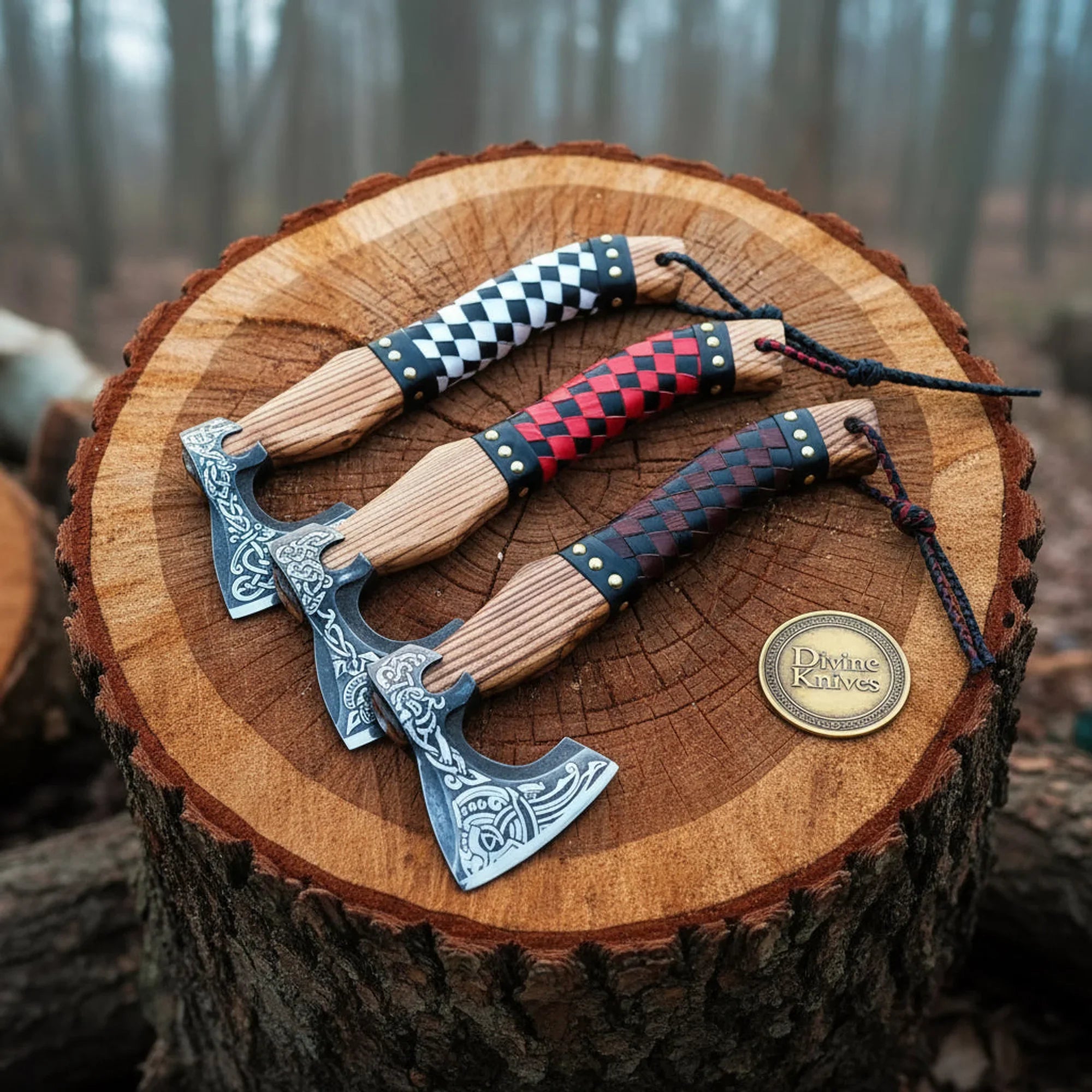 Woven Leather Grip Compact Viking Axe