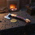 Eye Cutout Viking Axe with Woven Leather Grip Handle
