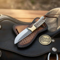 Rasp Steel Cowboy Knife with Pine Cone Resin Handle & Brass Bolster