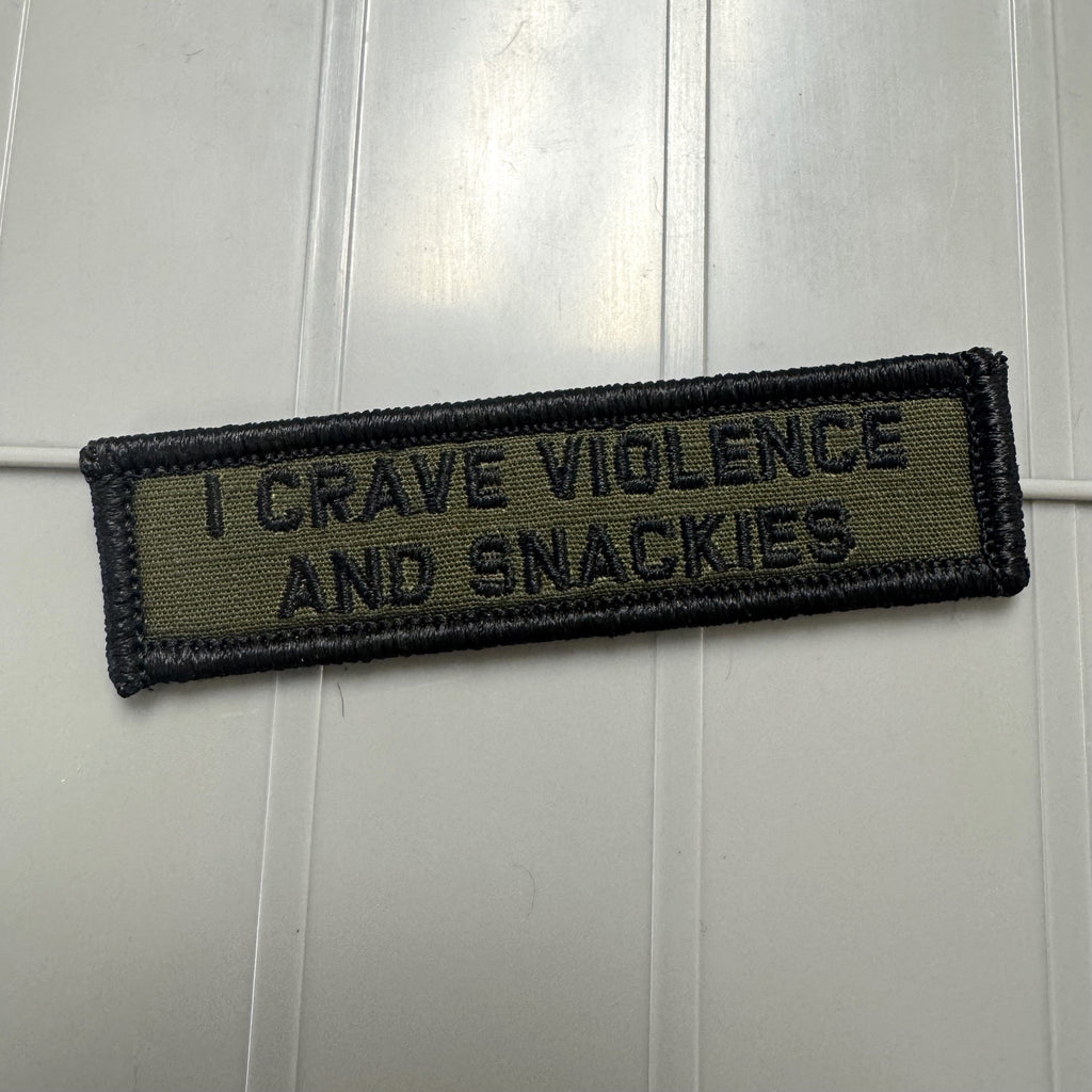 As Seen on Socials - I Crave Violence and Snackies - 1x3.75 Patch - Multiple Variants