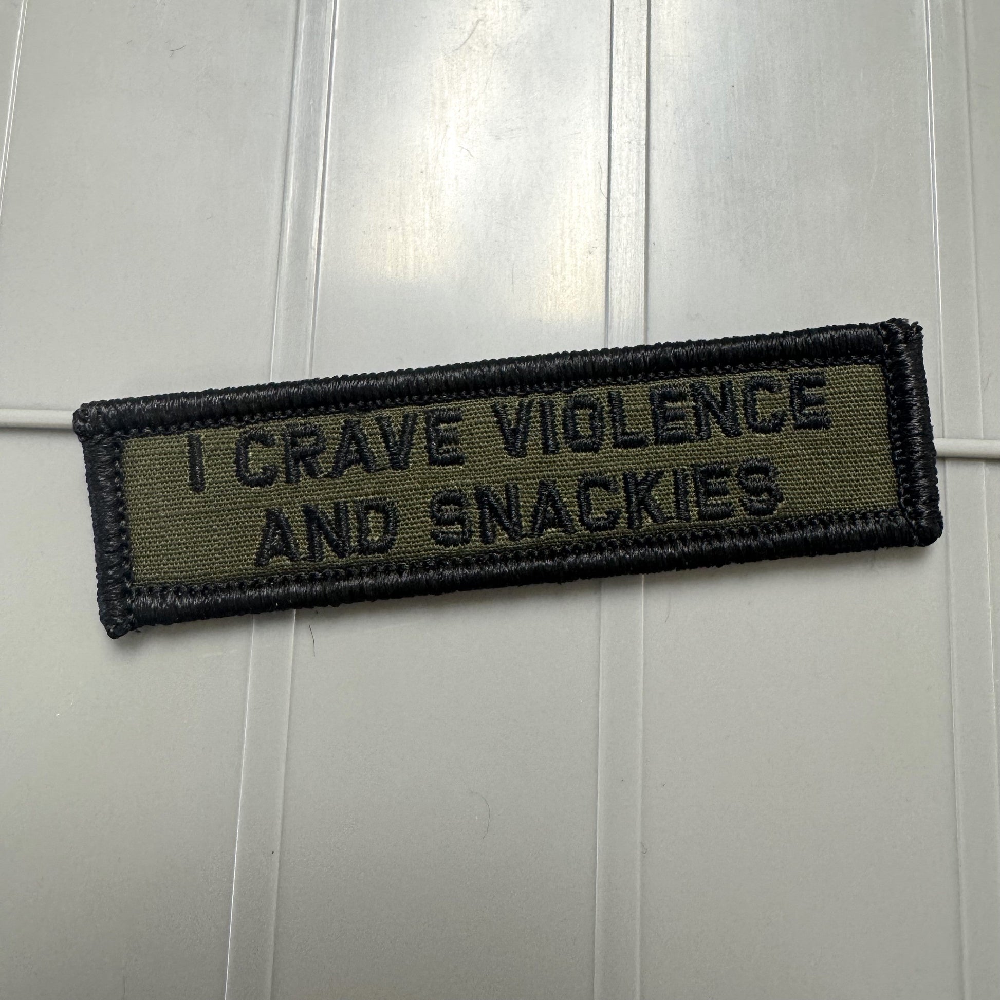 As Seen on Socials - I Crave Violence and Snackies - 1x3.75 Patch - Multiple Variants