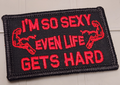 ASOS - I'm So Sexy Even Life Gets Hard - 2x3 Patch - Black w/red