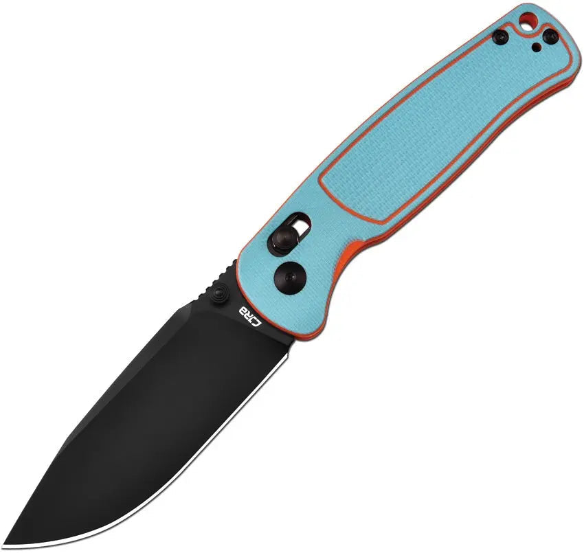 CJRB Shale Blue/Orange Crossbar Lock Folding Knife