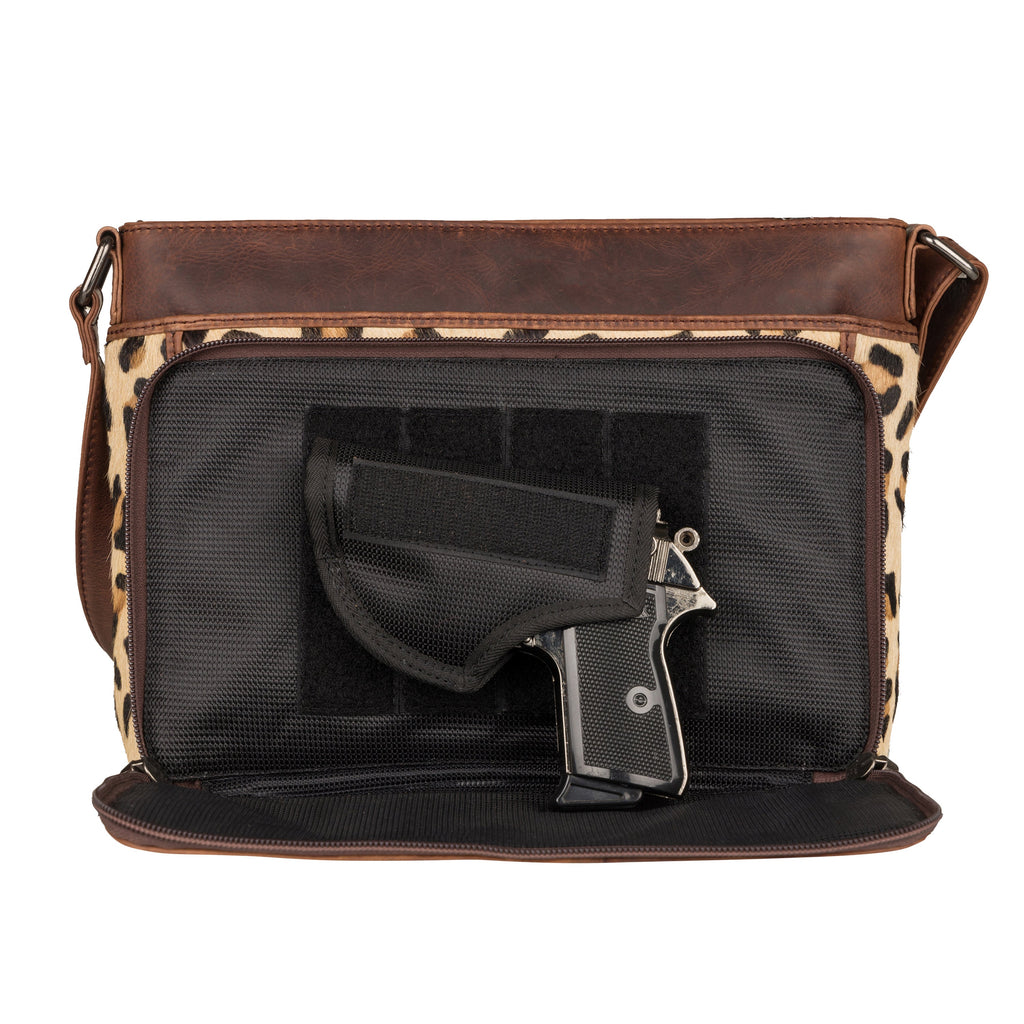 Concealed Carry Josie Genuine Leather Hair-on Leopard Print Crossbody by Lady Conceal