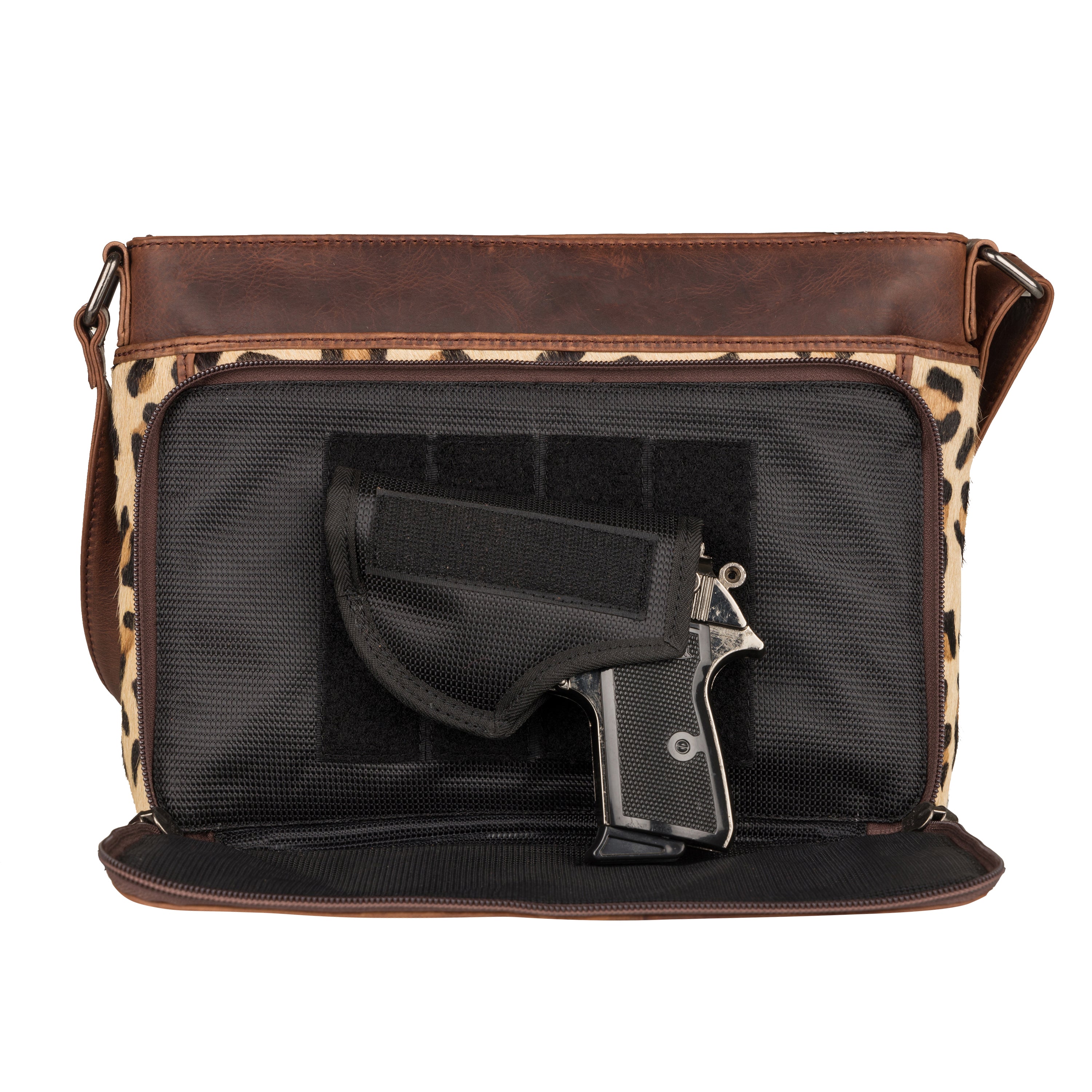 Concealed Carry Josie Genuine Leather Hair-on Leopard Print Crossbody by Lady Conceal