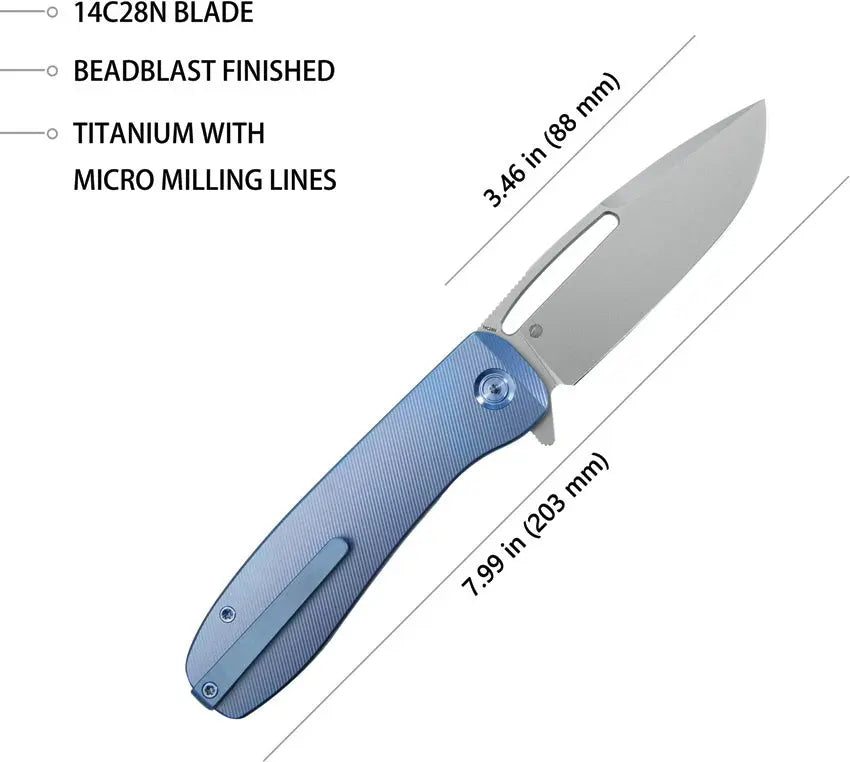 Kubey Supercell Blue Titanium Folding Knife
