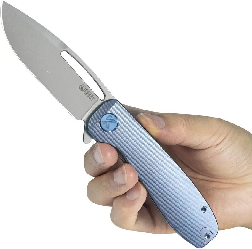 Kubey Supercell Blue Titanium Folding Knife