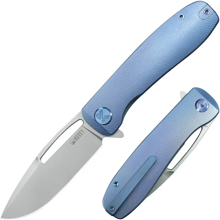 Kubey Supercell Blue Titanium Folding Knife