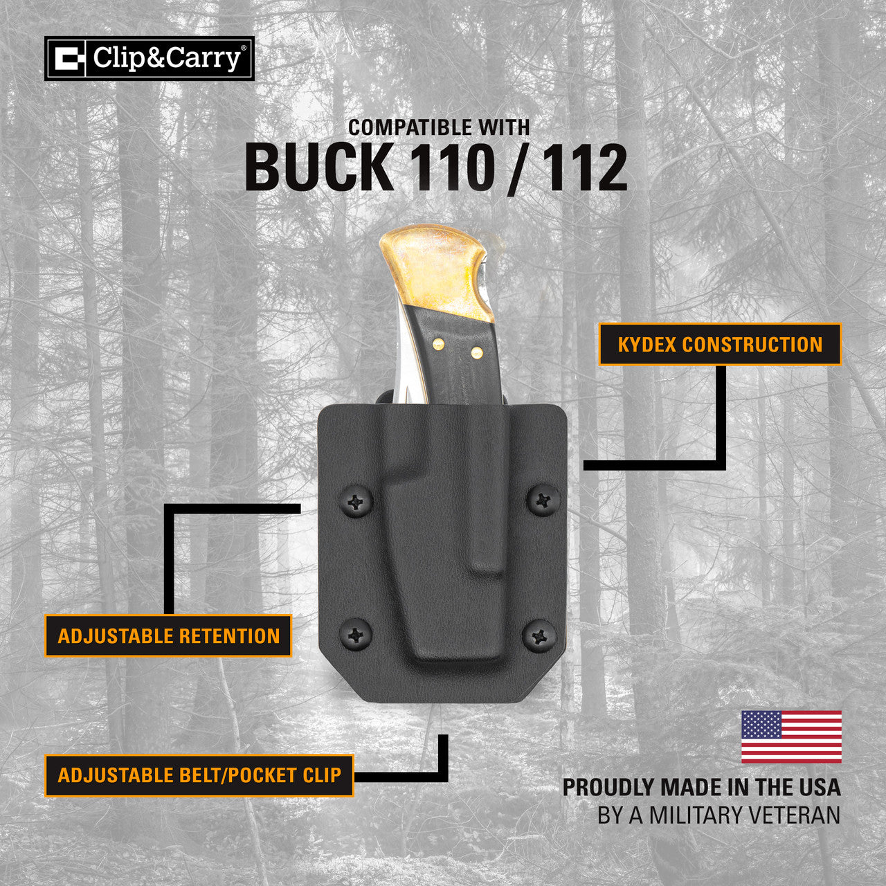 Kydex Sheath for the Buck 110 / 112 Folding Knife