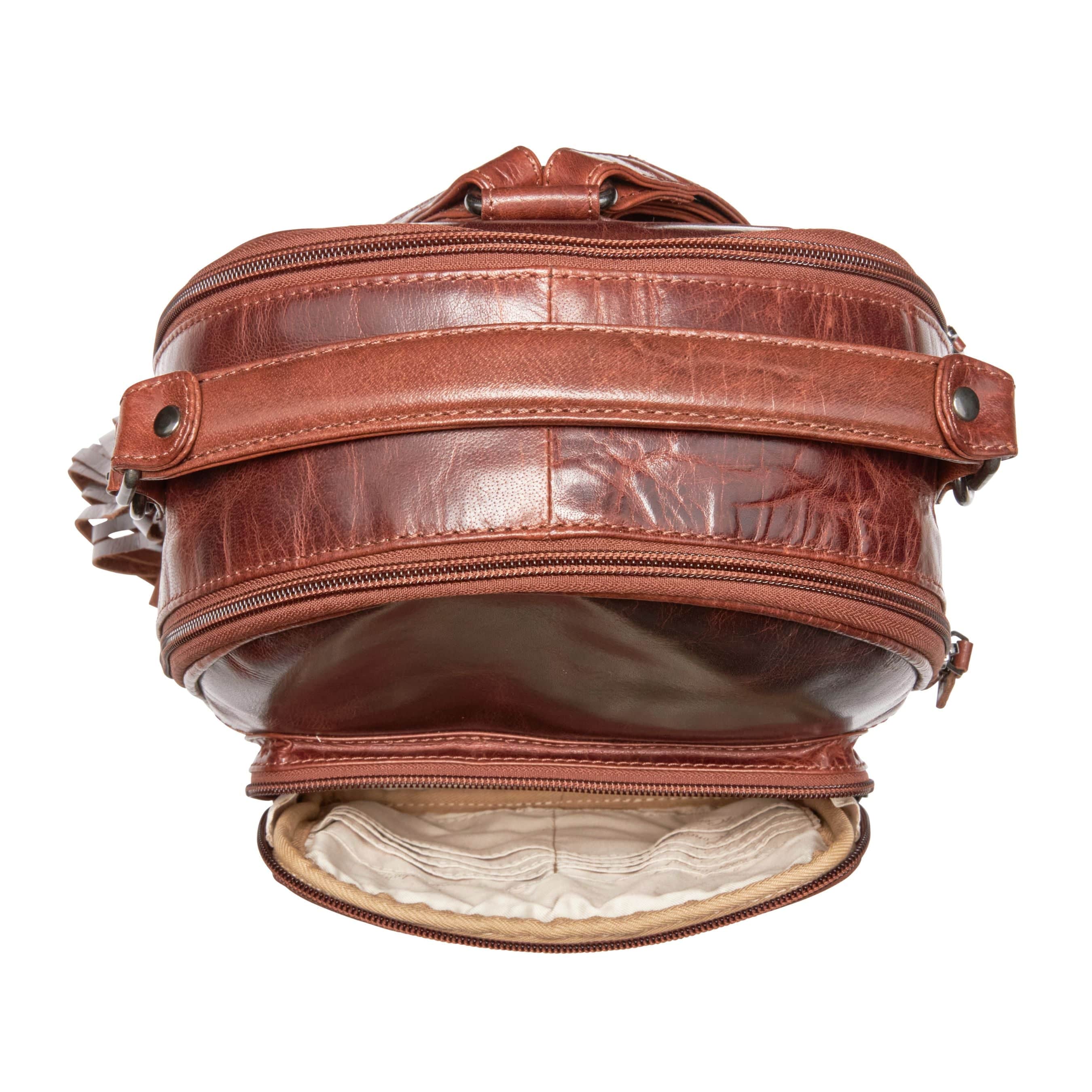 Concealed Carry Sawyer Leather Backpack by Lady Conceal
