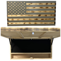 Classic Burnt Wood American Flag Gun Storage Cabinet (Gray)