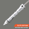 Stinger Whip Car Emergency Tool with Seat Belt Cutter and Window Breaker (Elite Edition, Platinum)