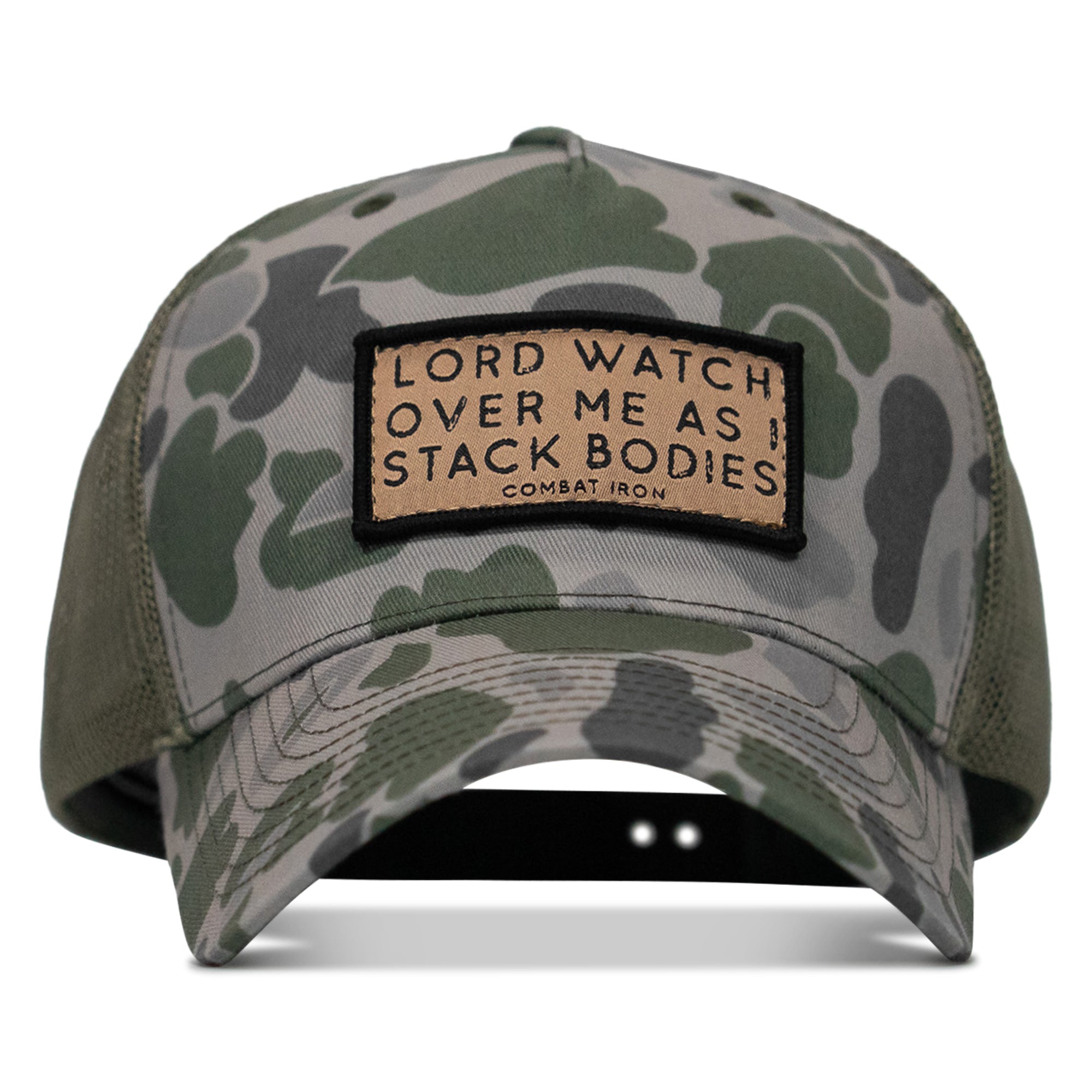 Lord Watch Over Me As I Stack Bodies Tan Patch Snapback Hat