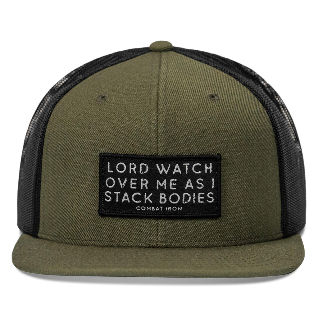 Lord Watch Over Me As I Stack Bodies Patch Flatbill SnapBack Hat