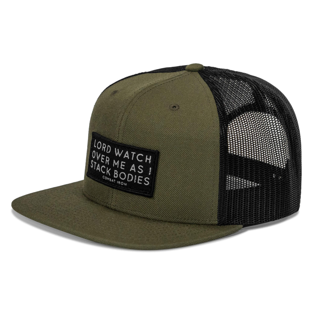 Lord Watch Over Me As I Stack Bodies Patch Flatbill SnapBack Hat
