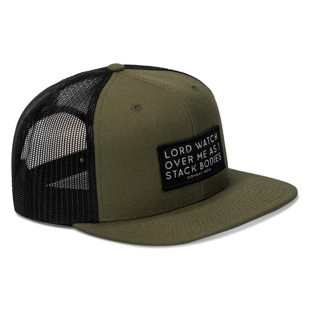 Lord Watch Over Me As I Stack Bodies Patch Flatbill SnapBack Hat