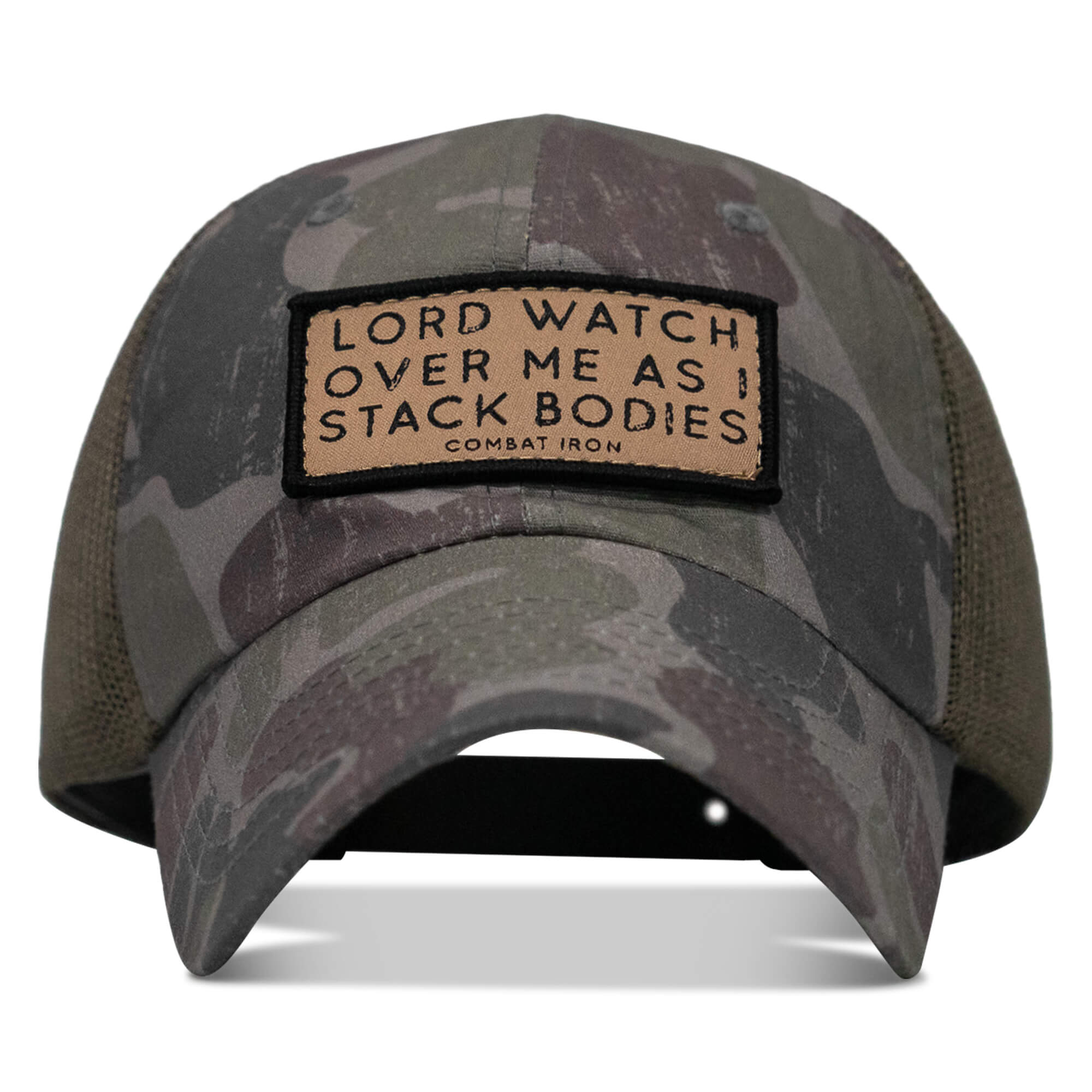 Lord Watch Over Me As I Stack Bodies Tan Patch Tactical Ripstop Mesh Snapback Hat