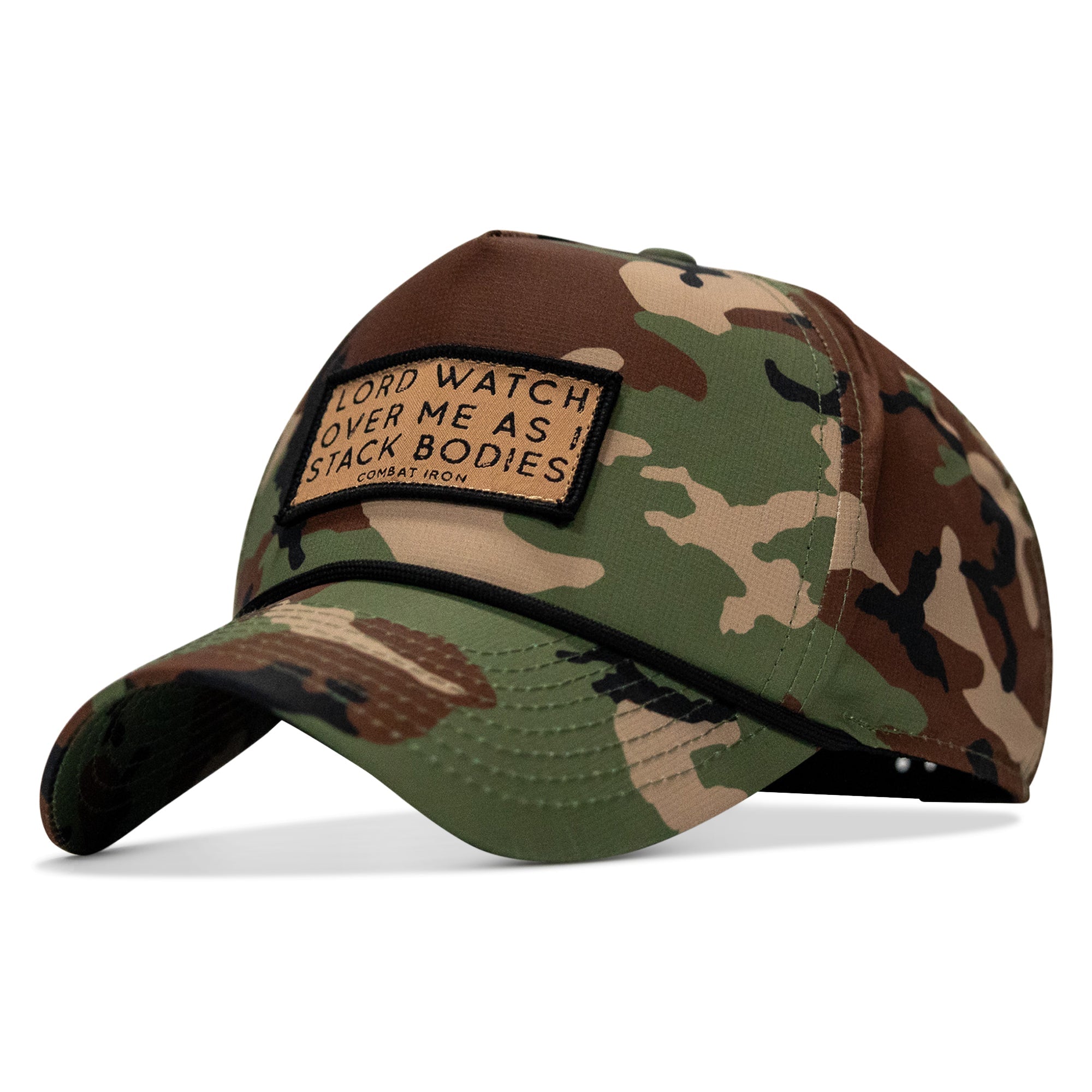 Lord Watch Over Me As I Stack Bodies (Tan) Patch Waterproof Weekender Snapback