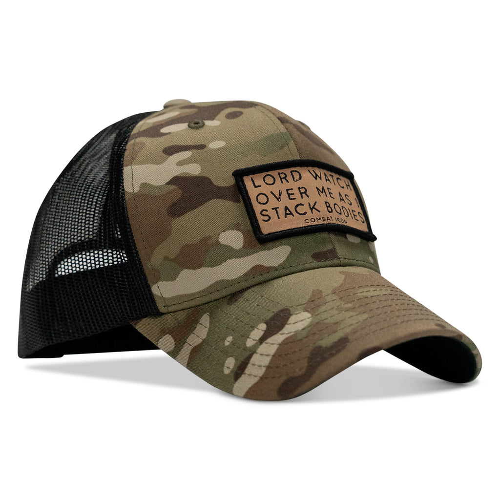 Lord Watch Over Me As I Stack Bodies Tan Patch Snapback Hat