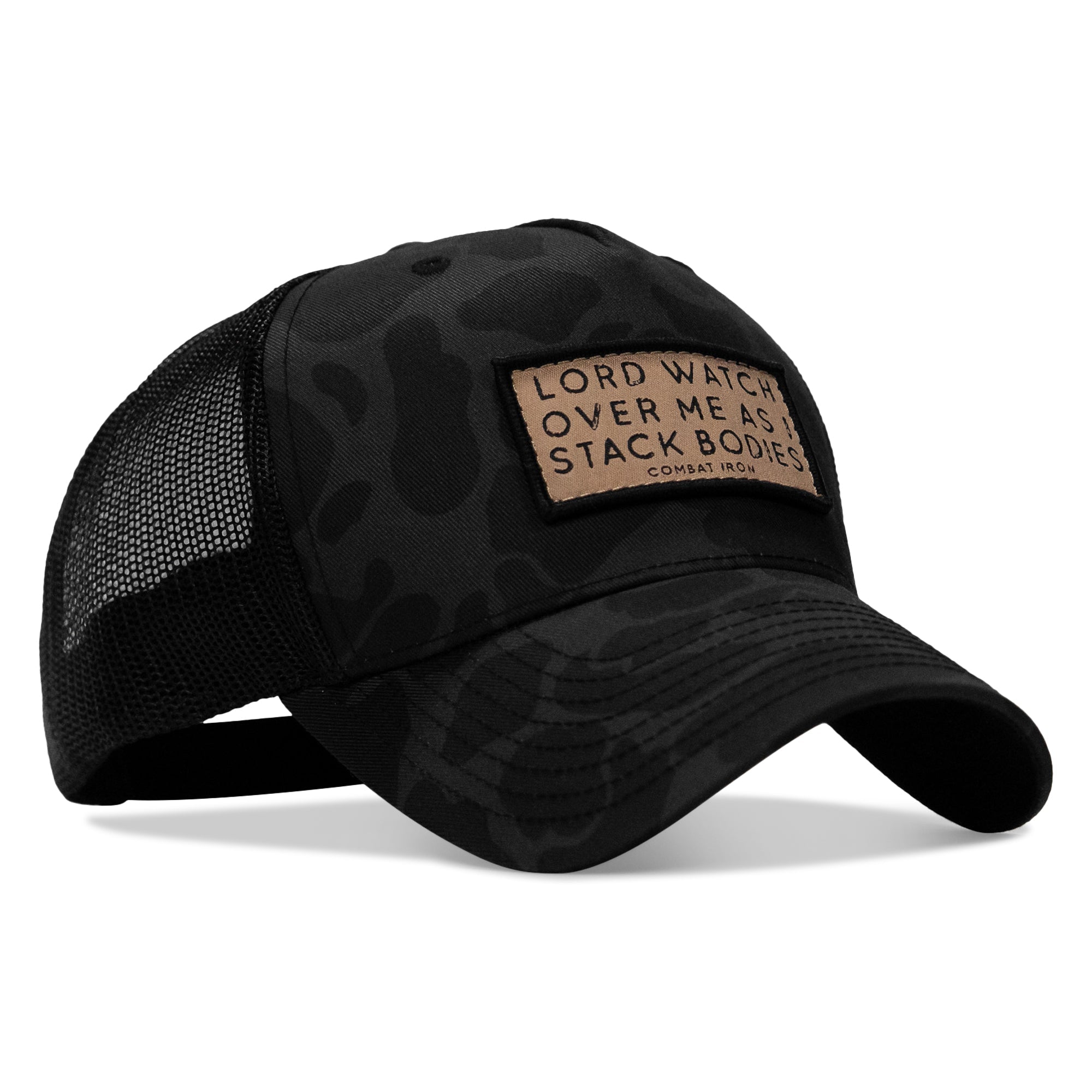 Lord Watch Over Me As I Stack Bodies Tan Patch Snapback Hat