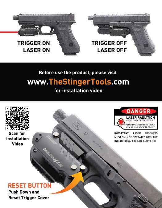 Stinger HL-GL Concealment Laser Sight System: Trigger Guard Protection, Minimalist Carry Holster (Rechargeable RED Laser - HDPE Body)