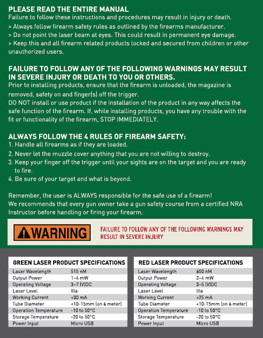 Stinger HL-GL Concealment Laser Sight System: Trigger Guard Protection, Minimalist Carry Holster (Rechargeable RED Laser - HDPE Body)