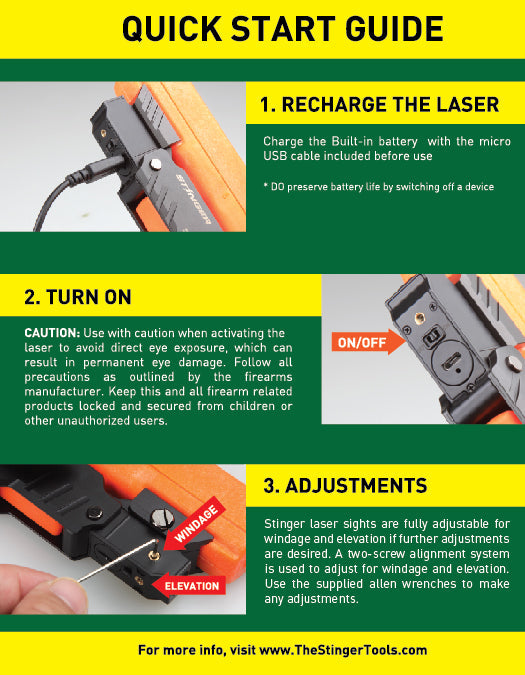 Stinger HL-GL Concealment Laser Sight System: Trigger Guard Protection, Minimalist Carry Holster (Rechargeable GREEN Laser - HDPE Body)