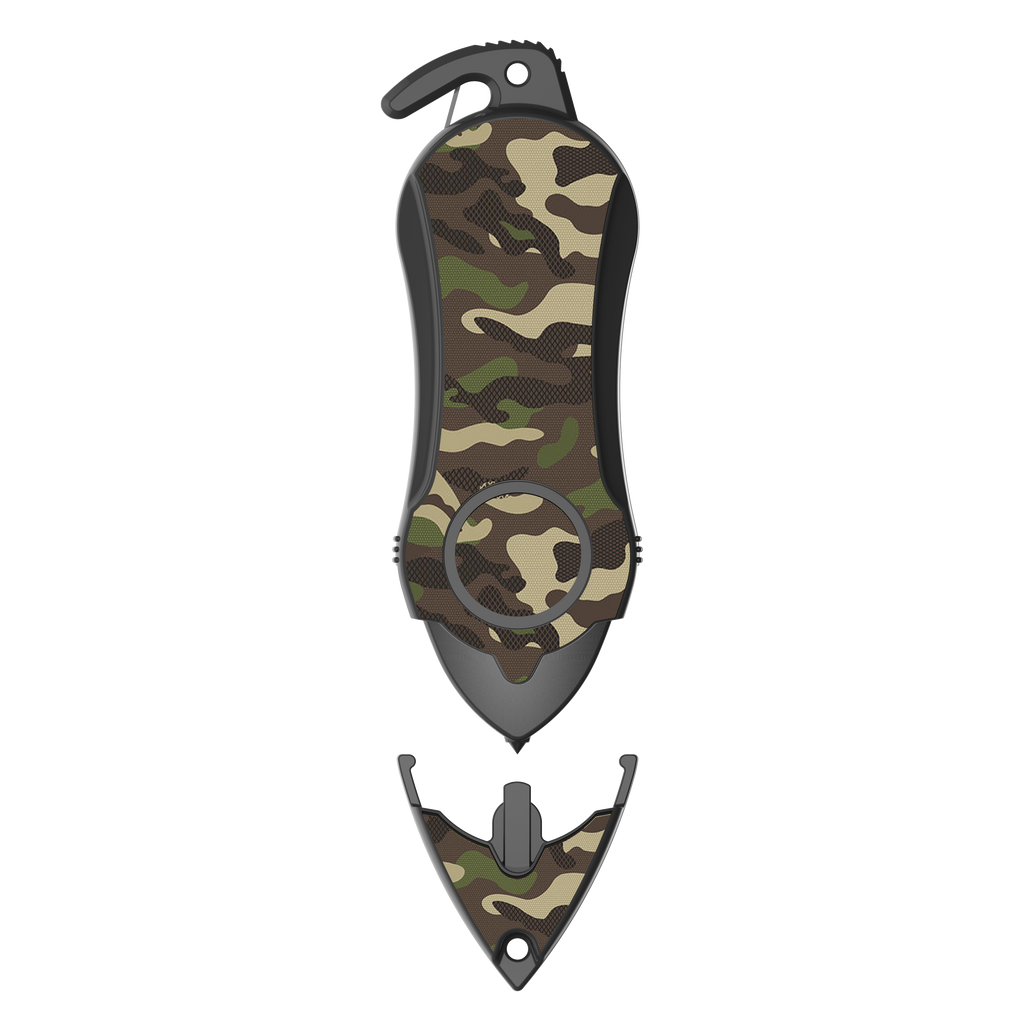 Stinger Personal Safety Alarm Keychain Emergency Tool: Siren Alarm, Seat Belt Cutter, Glass Breaker (Camouflage Green)