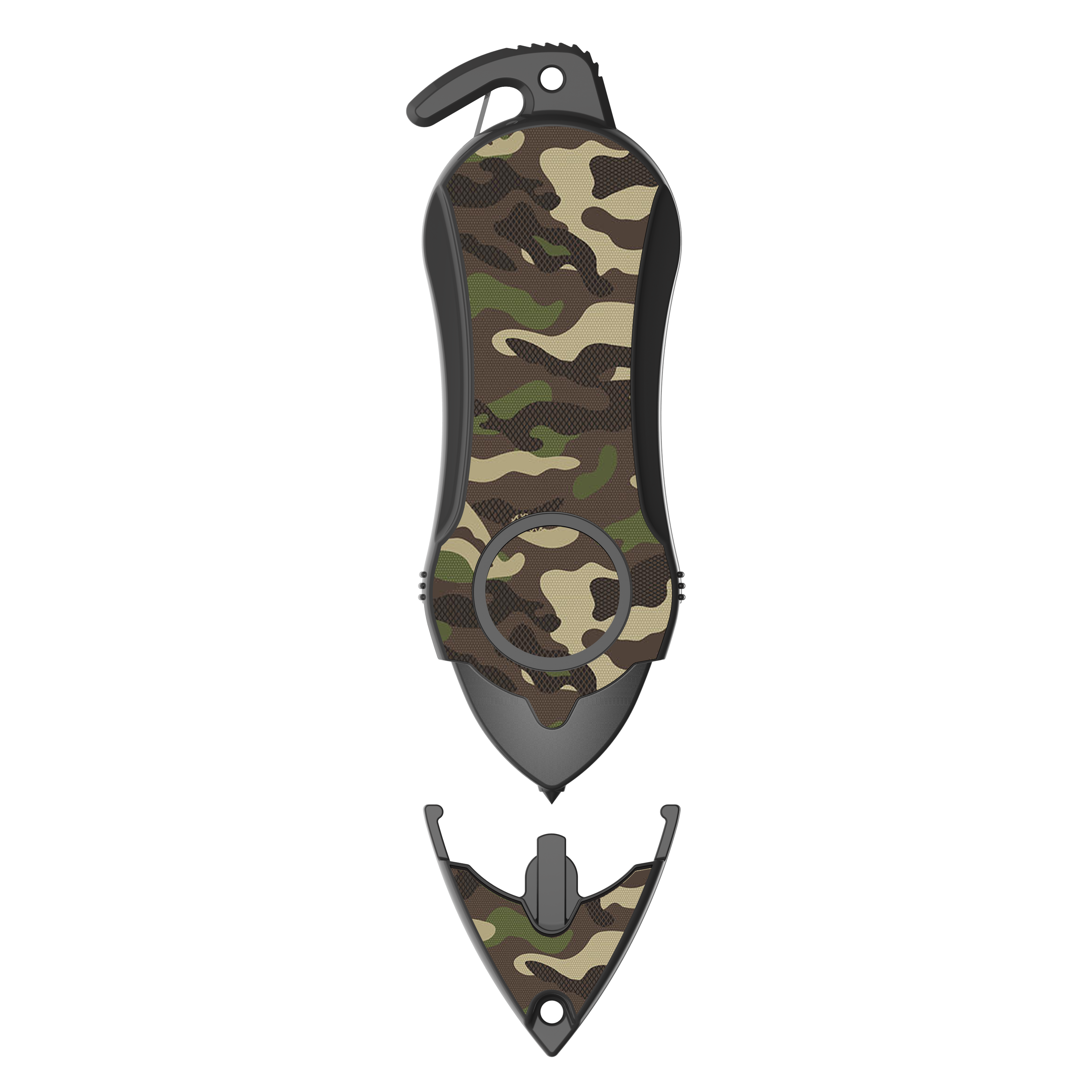 Stinger Personal Safety Alarm Keychain Emergency Tool: Siren Alarm, Seat Belt Cutter, Glass Breaker (Camouflage Green)