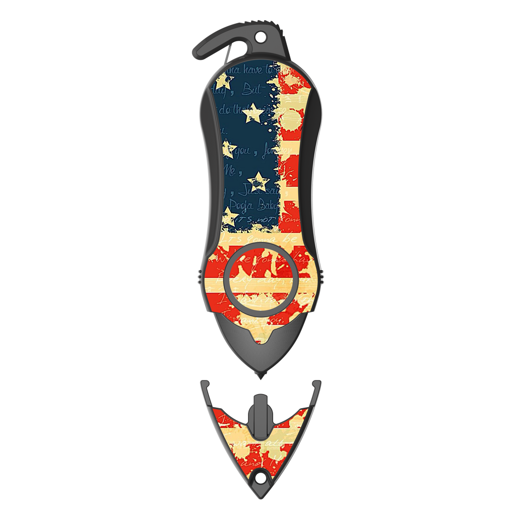 Stinger Personal Safety Alarm Keychain Emergency Tool: Siren Alarm, Seat Belt Cutter, Glass Breaker (USA Flag)