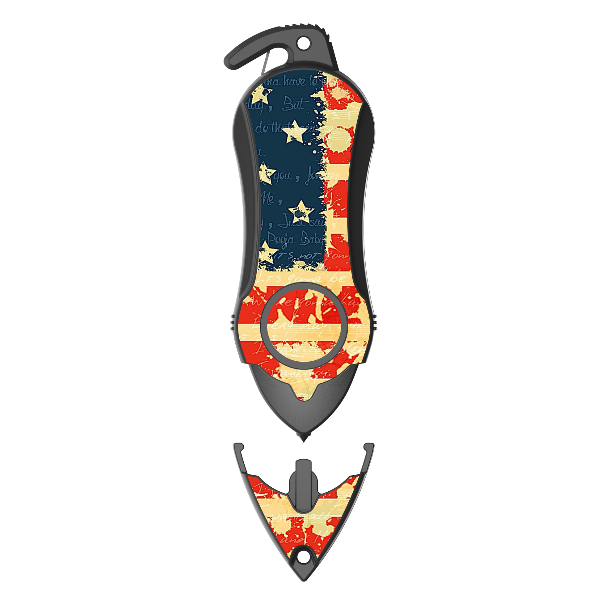Stinger Personal Safety Alarm Keychain Emergency Tool: Siren Alarm, Seat Belt Cutter, Glass Breaker (USA Flag)
