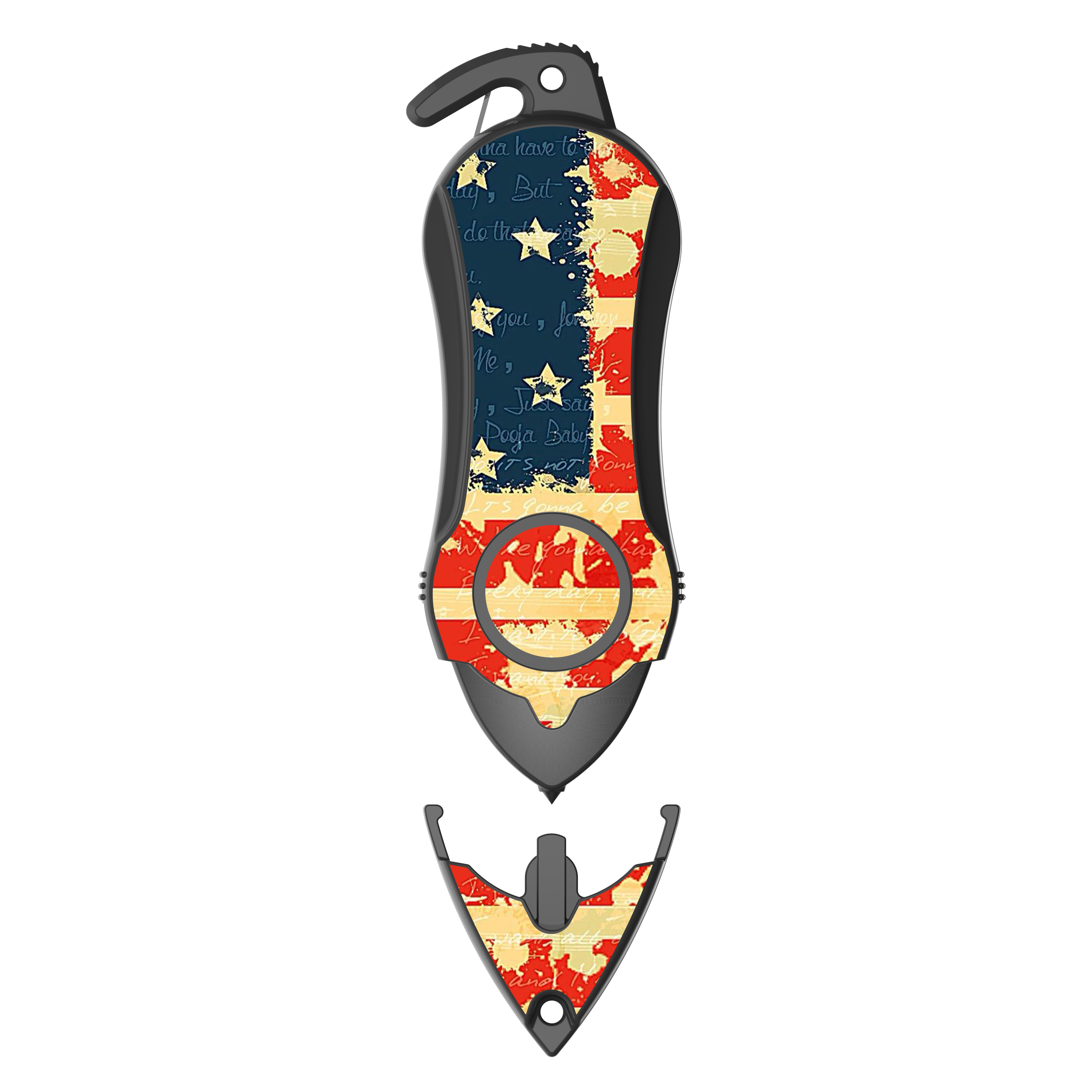 Stinger Personal Safety Alarm Keychain Emergency Tool: Siren Alarm, Seat Belt Cutter, Glass Breaker (USA Flag)
