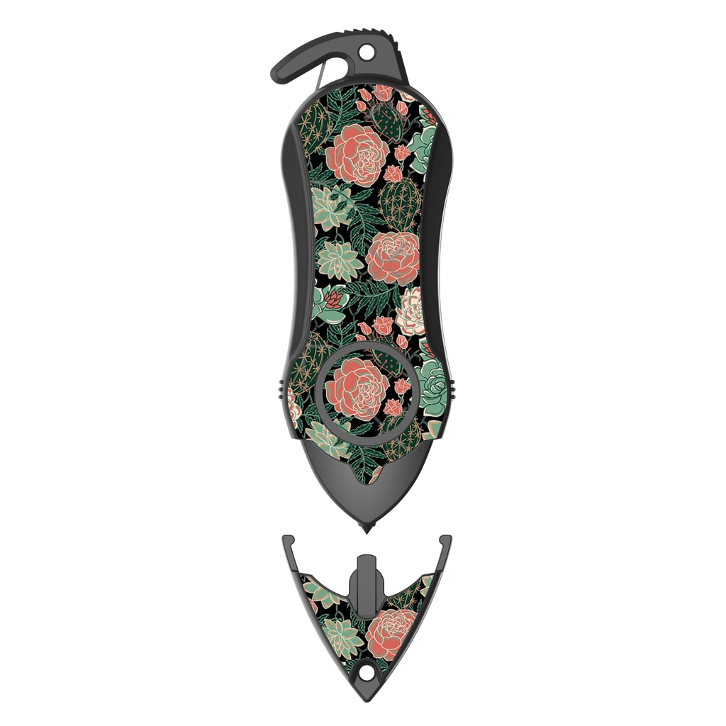 Stinger Personal Safety Alarm Keychain Emergency Tool: Siren Alarm, Seat Belt Cutter, Glass Breaker (Green Flower)