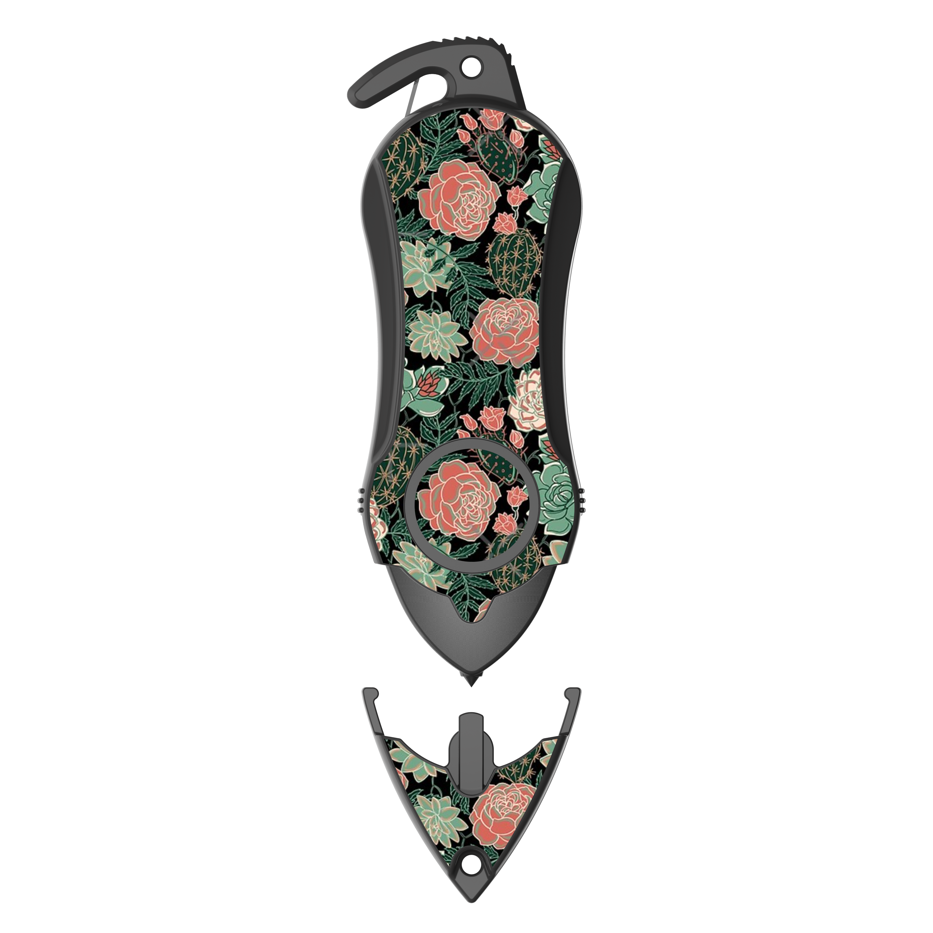 Stinger Personal Safety Alarm Keychain Emergency Tool: Siren Alarm, Seat Belt Cutter, Glass Breaker (Green Flower)