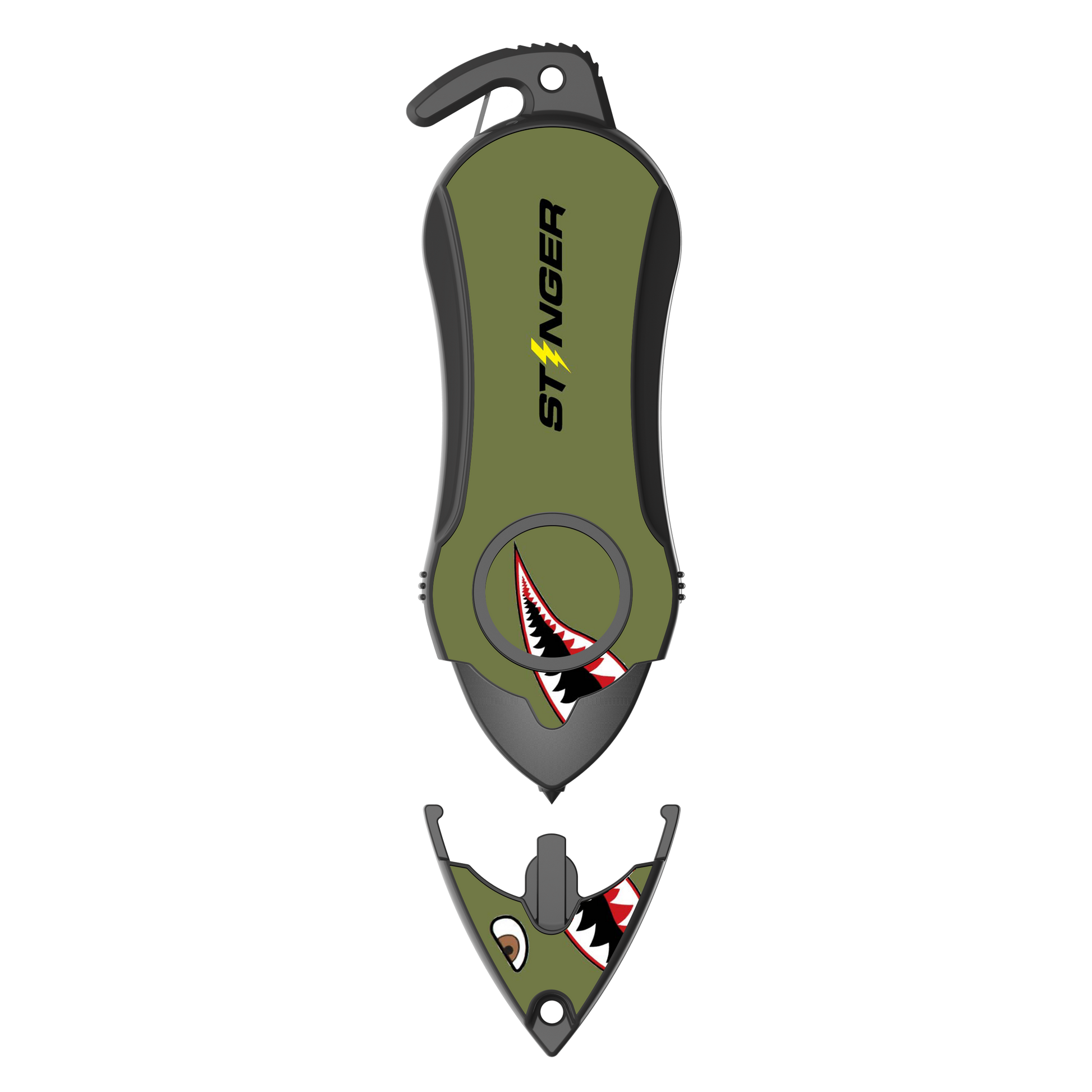Stinger Personal Safety Alarm Keychain Emergency Tool: Siren Alarm, Seat Belt Cutter, Glass Breaker (Shark)