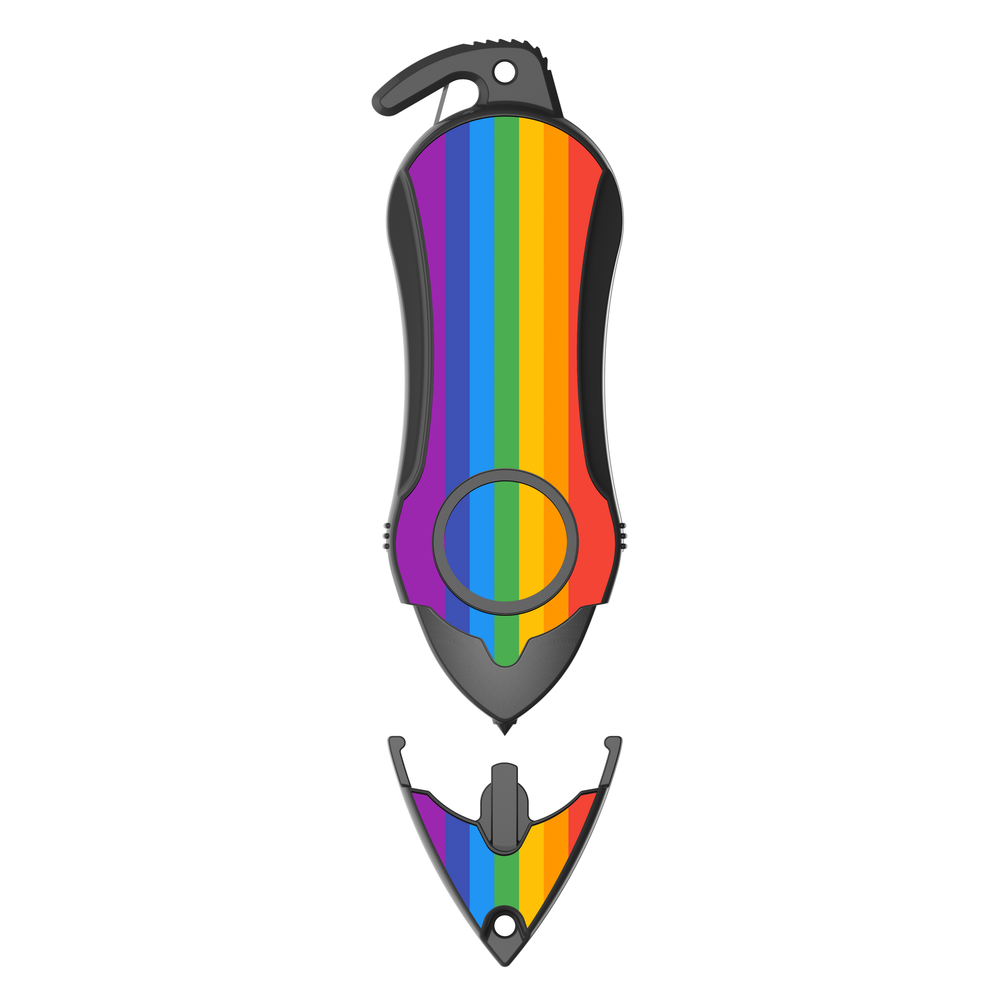 Stinger Personal Safety Alarm Keychain Emergency Tool: Siren Alarm, Seat Belt Cutter, Glass Breaker (Rainbow)