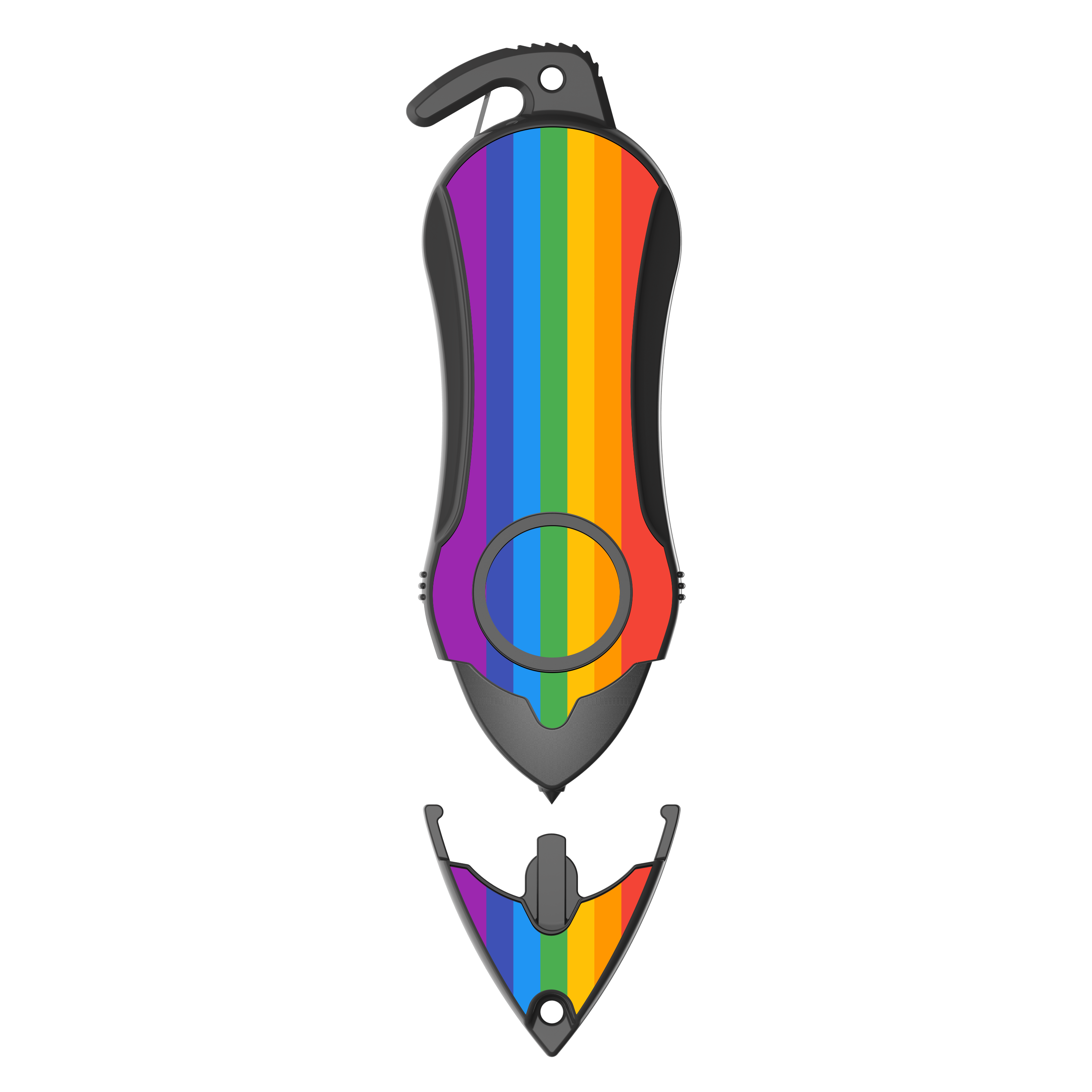Stinger Personal Safety Alarm Keychain Emergency Tool: Siren Alarm, Seat Belt Cutter, Glass Breaker (Rainbow)