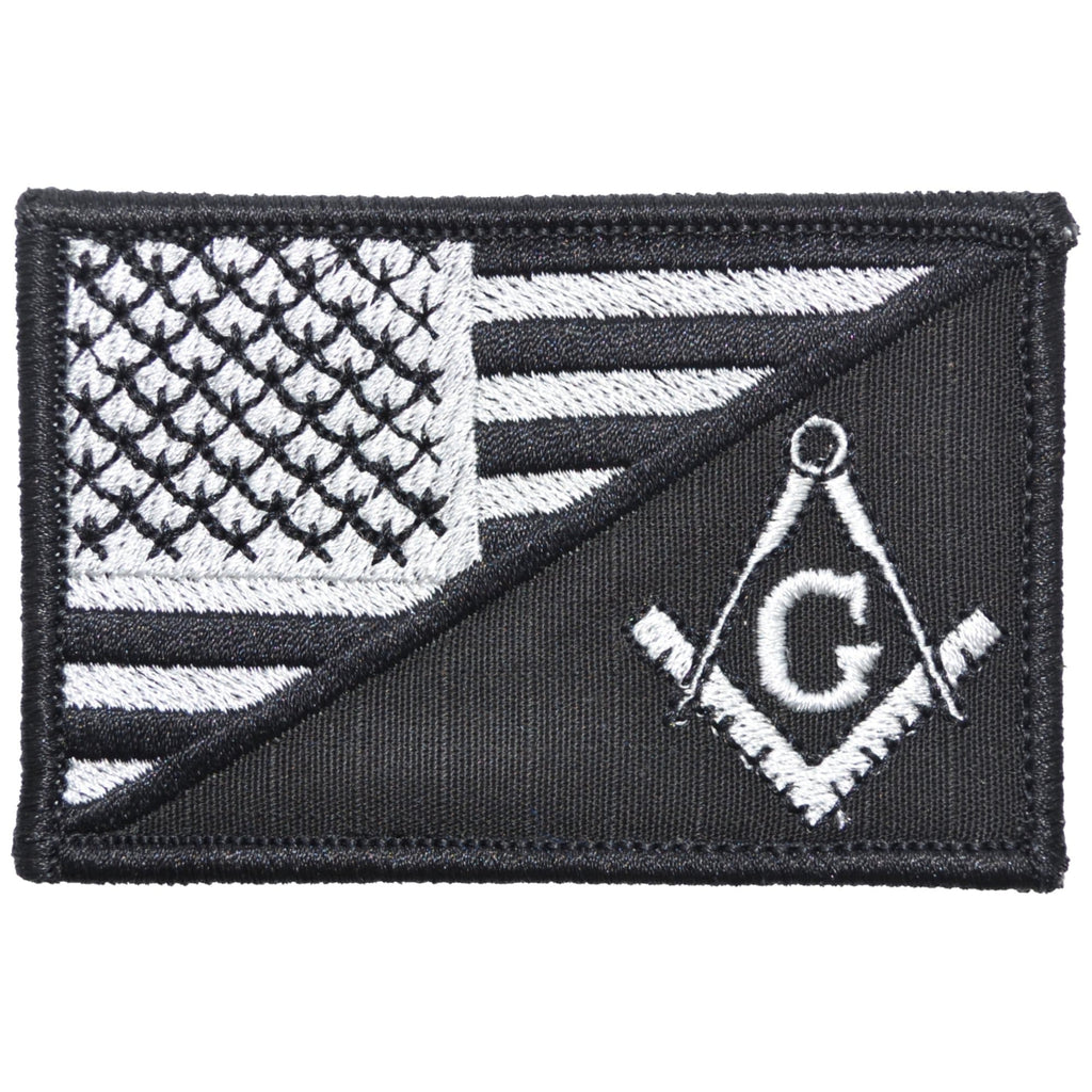 Masonic Square and Compasses USA Flag - 2.25x3.5 Patch