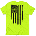 Molon Labe Ghost Flag - Safety Yellow Pocket T-Shirt