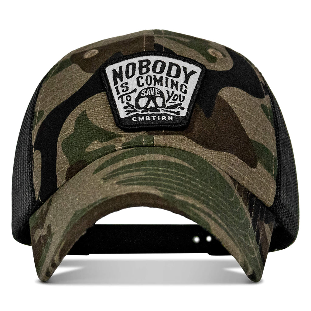 Nobody Is Coming To Save You Skull Patch Ripstop Snapback