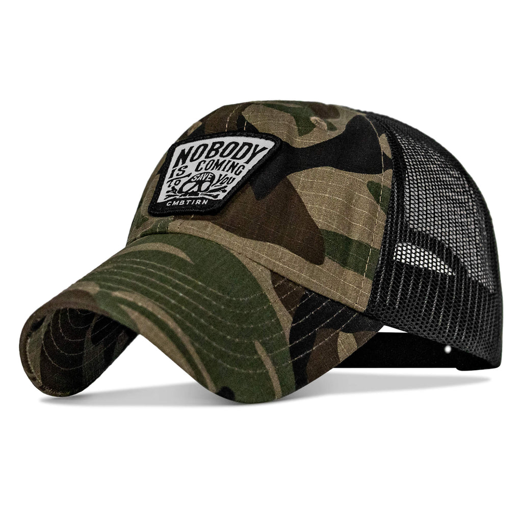 Nobody Is Coming To Save You Skull Patch Ripstop Snapback