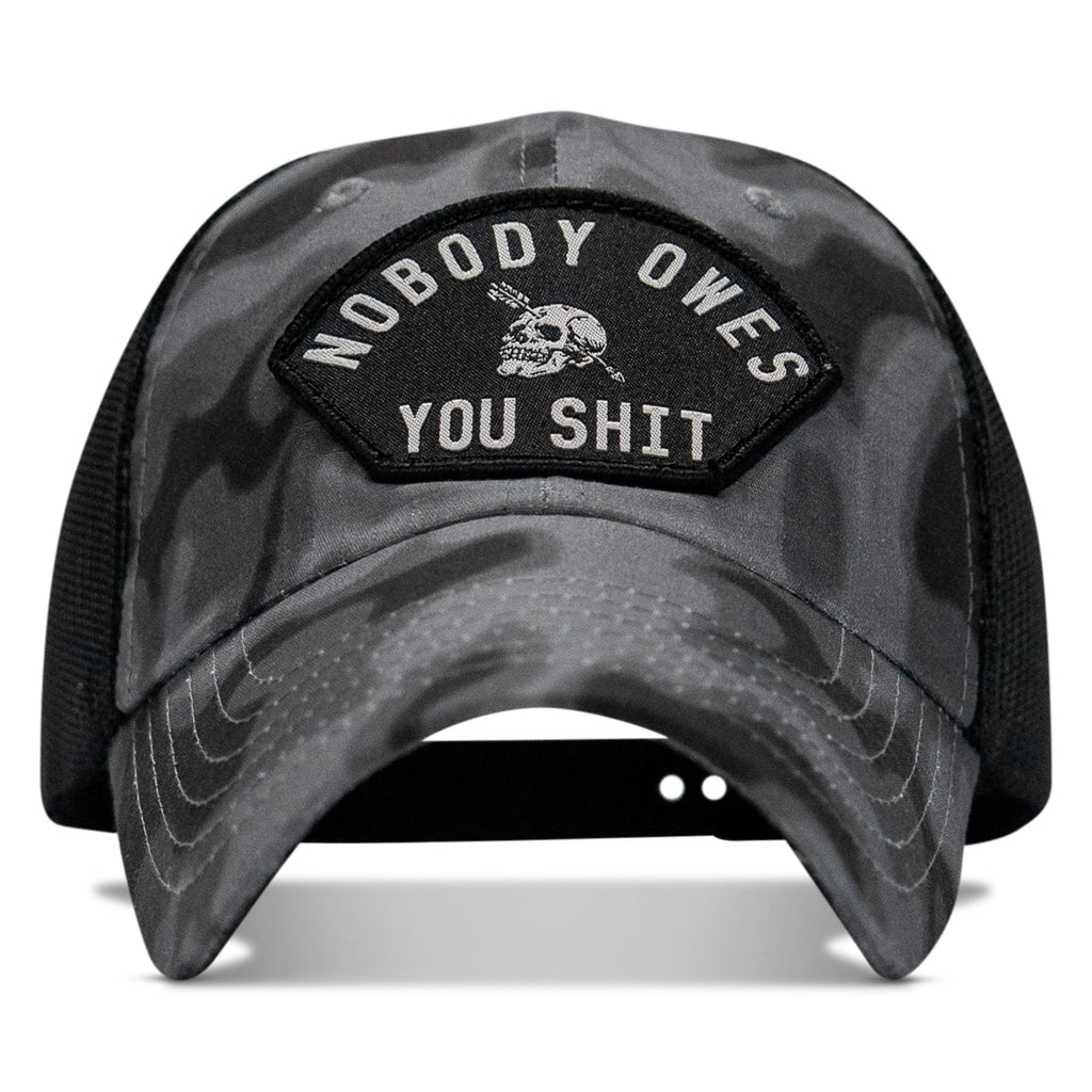 Nobody Owes You Shit Arched Patch Tactical Ripstop Mesh Snapback Hat