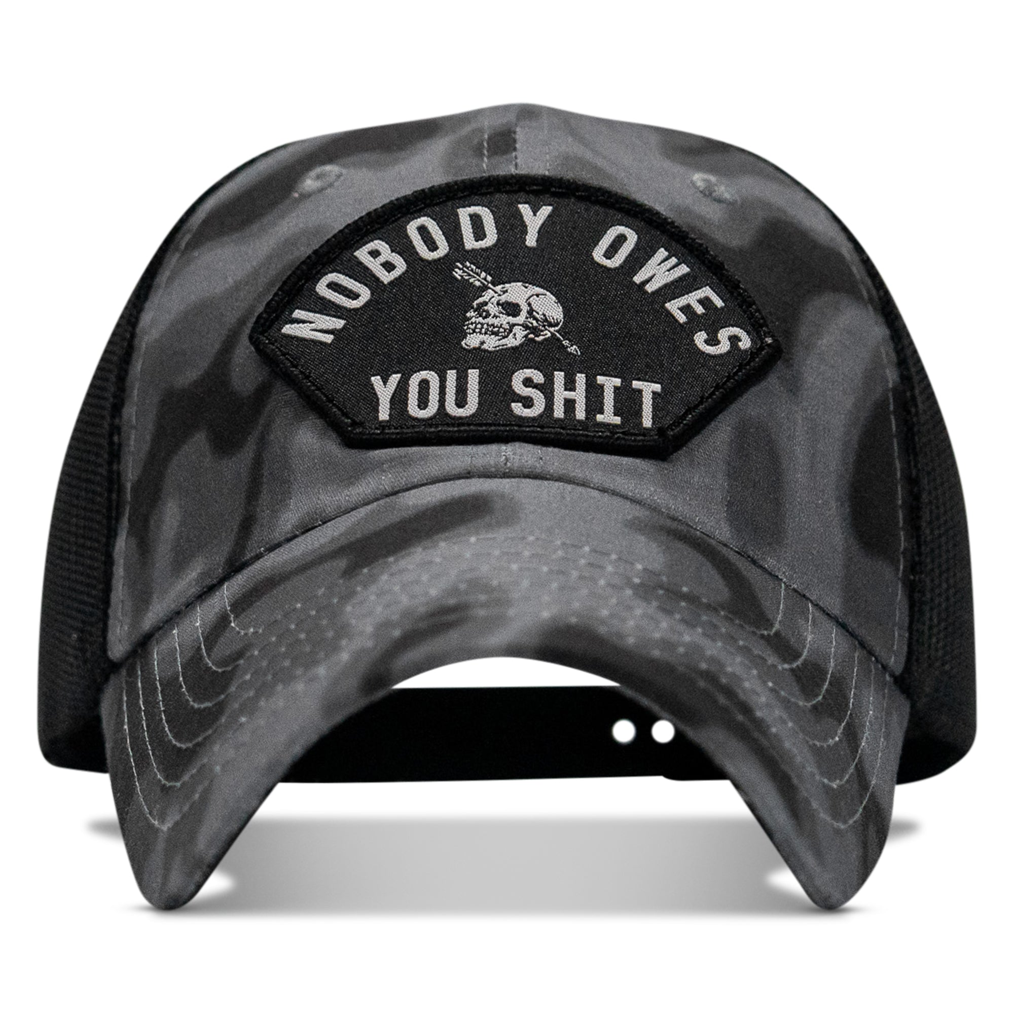 Nobody Owes You Shit Arched Patch Tactical Ripstop Mesh Snapback Hat